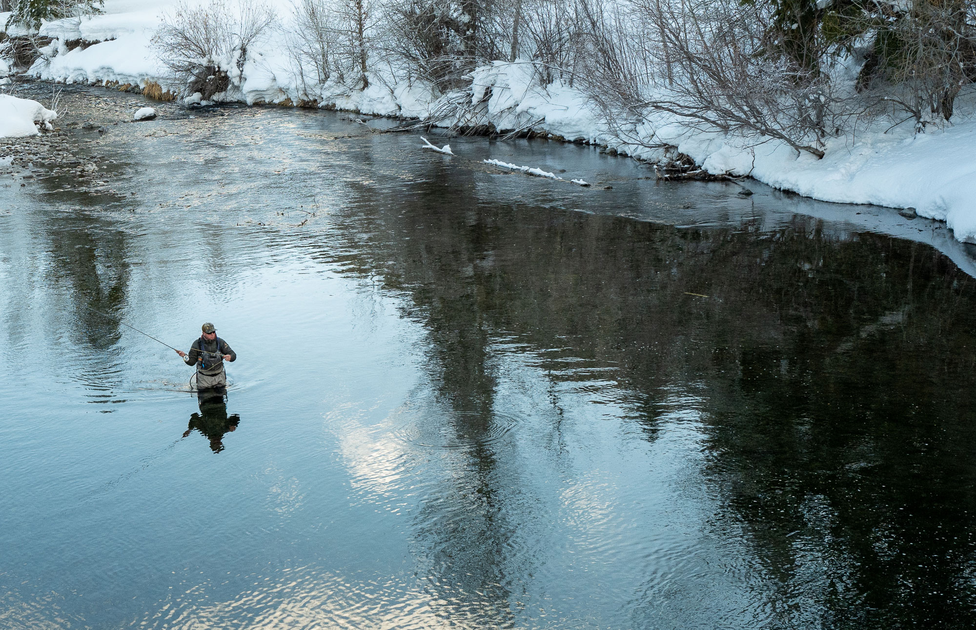 Angler Fishing in the Winter | Sun Valley | Idaho | Silver Creek Outfitters